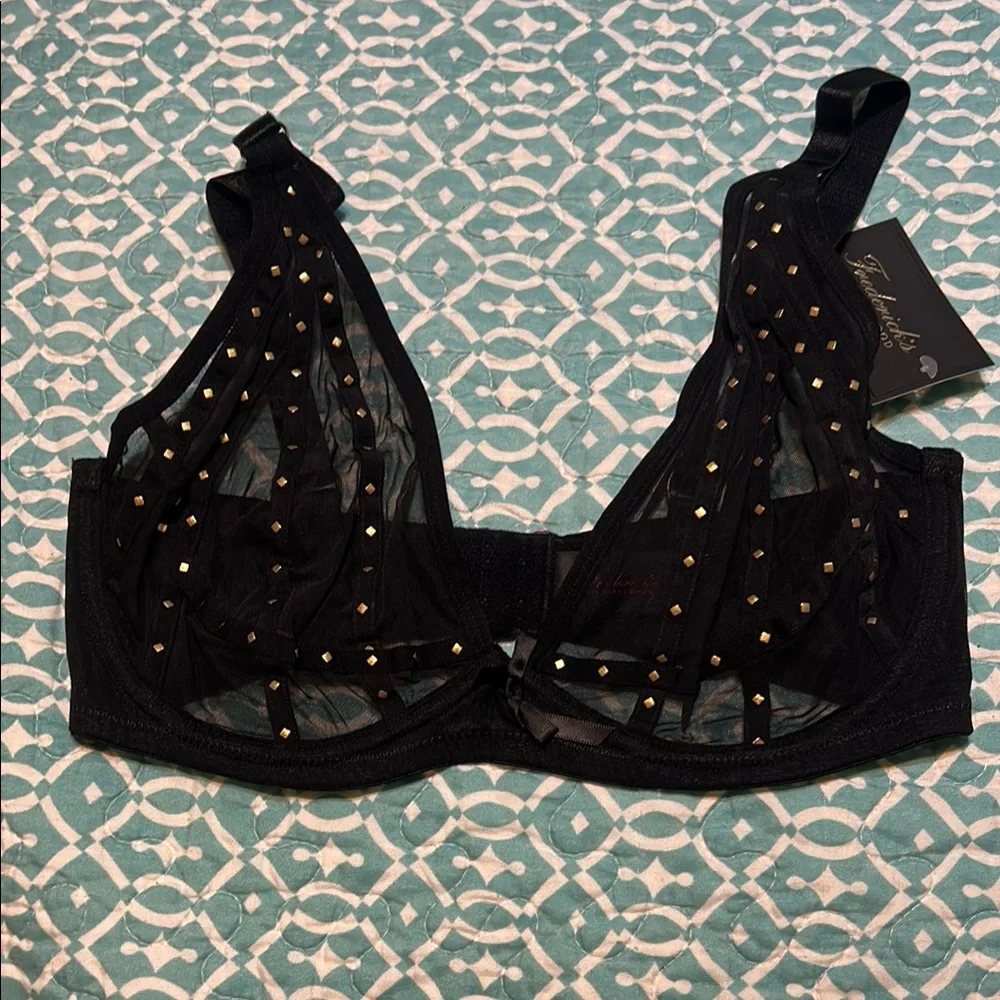 Fredericks of Hollywood Rozlyn Black Sheer Studded Bra
